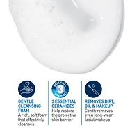 CeraVe Hydrating CREAM-TO-FOAM Cleanser. Face & Eye Makeup Remover with Hyaluronic Acid & 3 Essential Ceramides. Gentle face wash for men & women, removes dirt, excess oil. Normal to dry skin. Fragrance Free, 562ML, Rich, Cream to Foam Cleanser