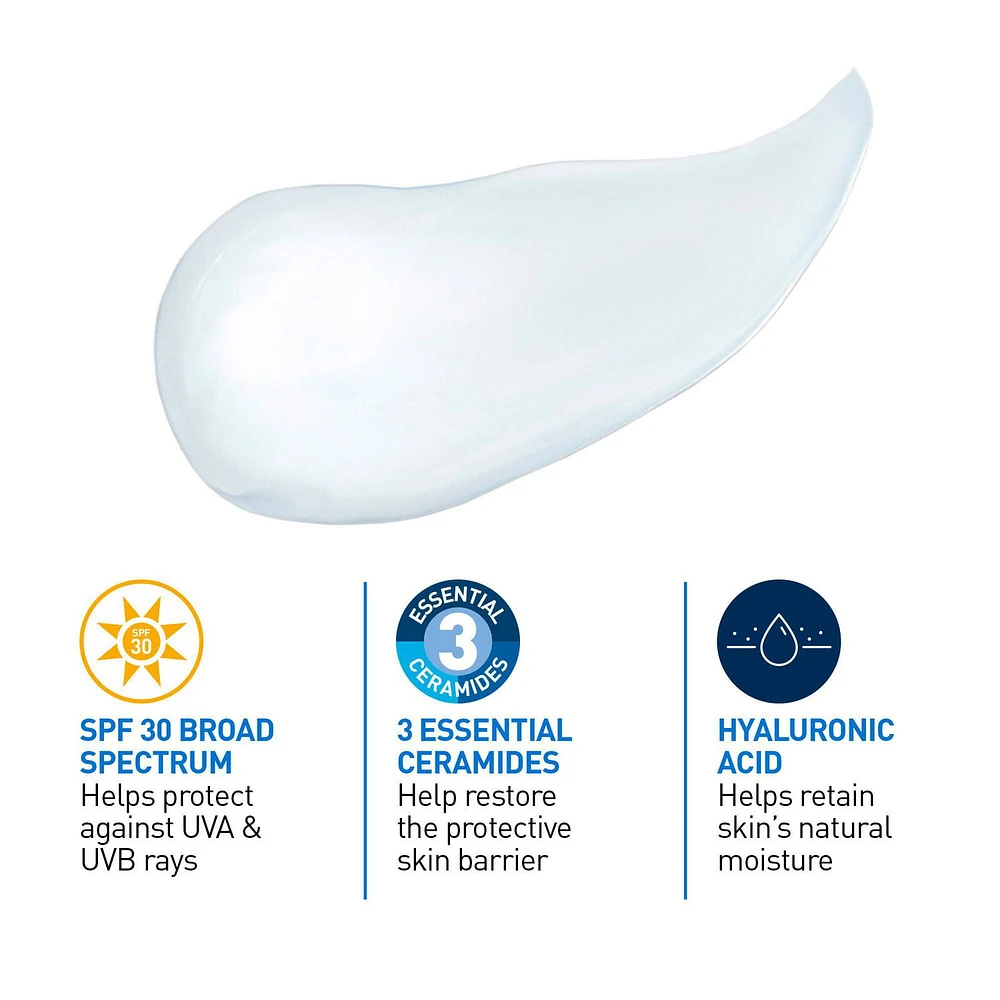 Lotion Hydratante Ultra-Légère FPS30 pour le Visage avec Acide Hyaluronique et 3 Céramides | Sans Parfum, 50ml Lotion légère UVA/UVB