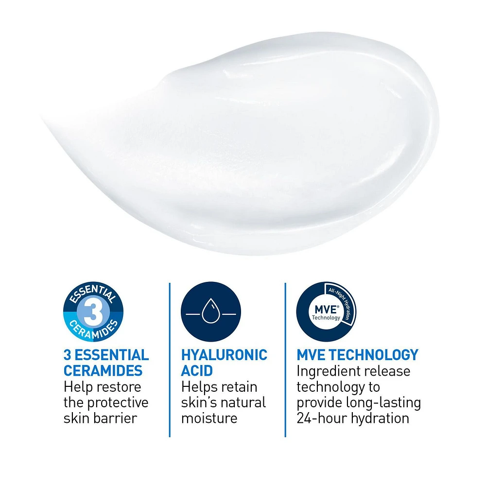 CeraVe Moisturizing Cream Hydratant quotidien pour le visage et le corps pour la peau sèche avec de l'acide hyaluronique et 3 céramides | Sans parfum Crème hydratante 453g