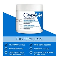 CeraVe Moisturizing Cream with 3 Ceramides and Hyaluronic Acid | Daily Face, Body and Hand Moisturizer for Normal to Dry Skin, Women & Men | Non-Comedogenic, Oil-free, and Fragrance Free - 453 G, Moisturizing Cream 453g