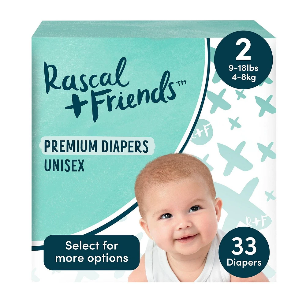 Les Couches Premium Rascals Unisexe, tailles 1-3, pk 29-38