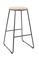 Mainstays 28"H Backless Stool - Black Metal Base with Natural Wood Seat - Stacking Set of 4