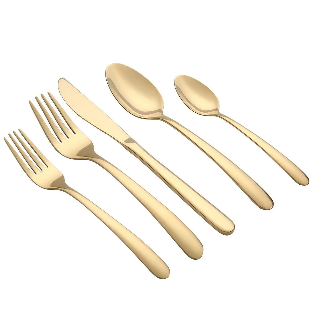 Home Trends 20 Piece Stainless Steel Flatware Set Gold, HT 20 Pc Gold Flatware