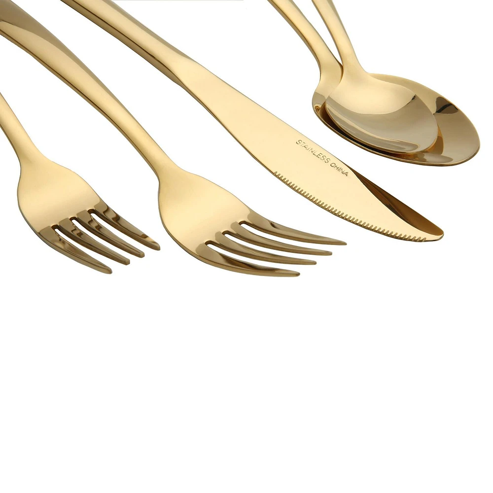 Home Trends 20 Piece Stainless Steel Flatware Set Gold, HT 20 Pc Gold Flatware