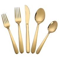 Home Trends 20 Piece Stainless Steel Flatware Set Gold, HT 20 Pc Gold Flatware