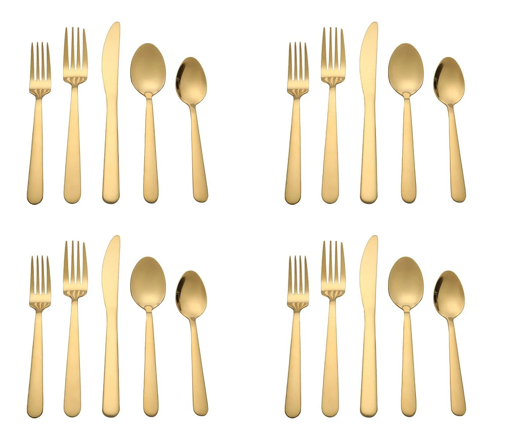 Home Trends 20 Piece Stainless Steel Flatware Set Gold, HT 20 Pc Gold Flatware