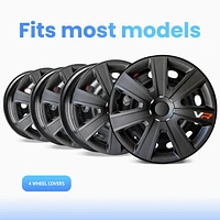 15" VR Carbon Wheel Covers, Black , set of 4