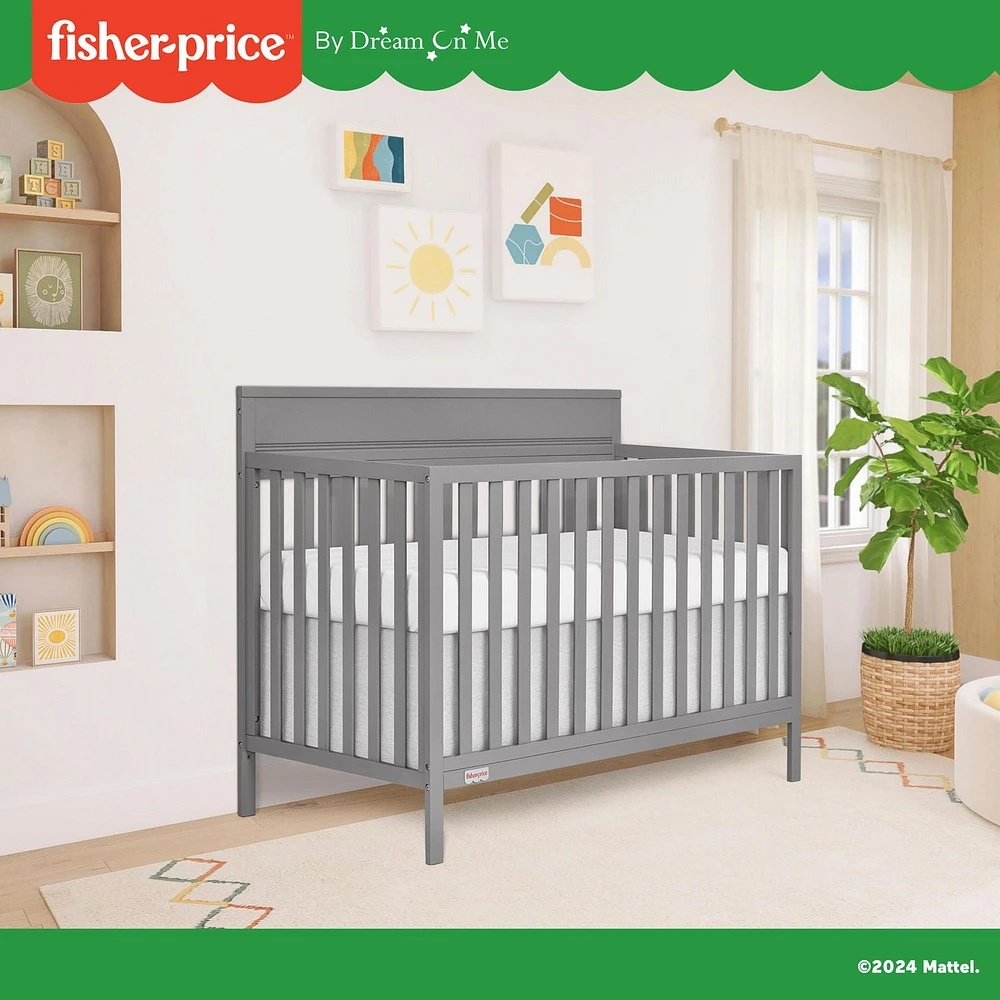 Fisher-Price Miles 5-in-1 Convertible Crib by Dream On Me, 3 height setting