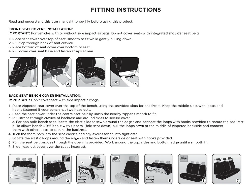 AUTO DRIVE 3-PIECE Jacquard Car Seat Cover Full Set For Front and Rear Seat Universal Fit, Fits Most Cars, Trucks & SUVs