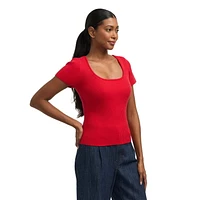 Chemise côtelée à encolure dégagée de Mexx pour femmes