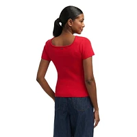 Chemise côtelée à encolure dégagée de Mexx pour femmes