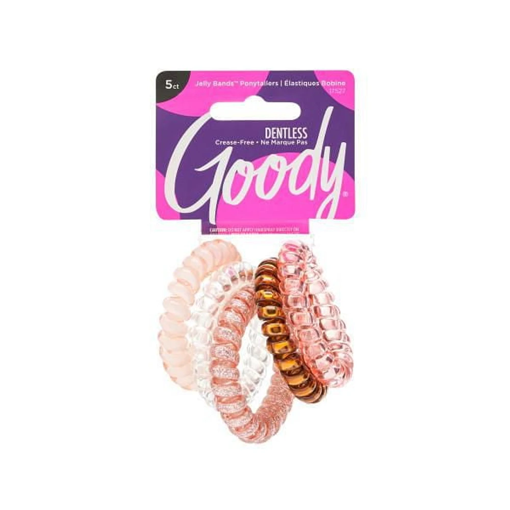 Goody Dentless Jelly Bands - Coil Ponytailers - T Trend Blush Color - 5Ct, Goody Elastic.