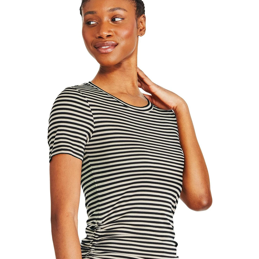 T-shirt ruché sur les côtés George pour femmes Tailles TP–TTG
