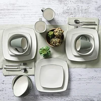 Gibson Home Soho Lounge 16 Piece Square Stoneware Dinnerware, Green