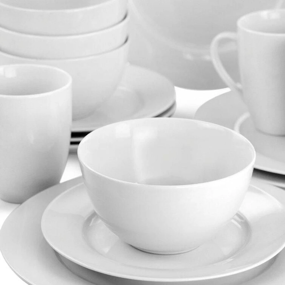 Gibson Home Classic Pearl Rim 16 Piece Fine Ceramic Dinnerware Set, White