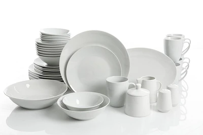 Gibson Home Classic Pearl 39 Piece Fine Ceramic Dinnerware Set, White