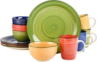 Gibson Home Color Vibes 12 Piece Fine Ceramic Dinnerware Set