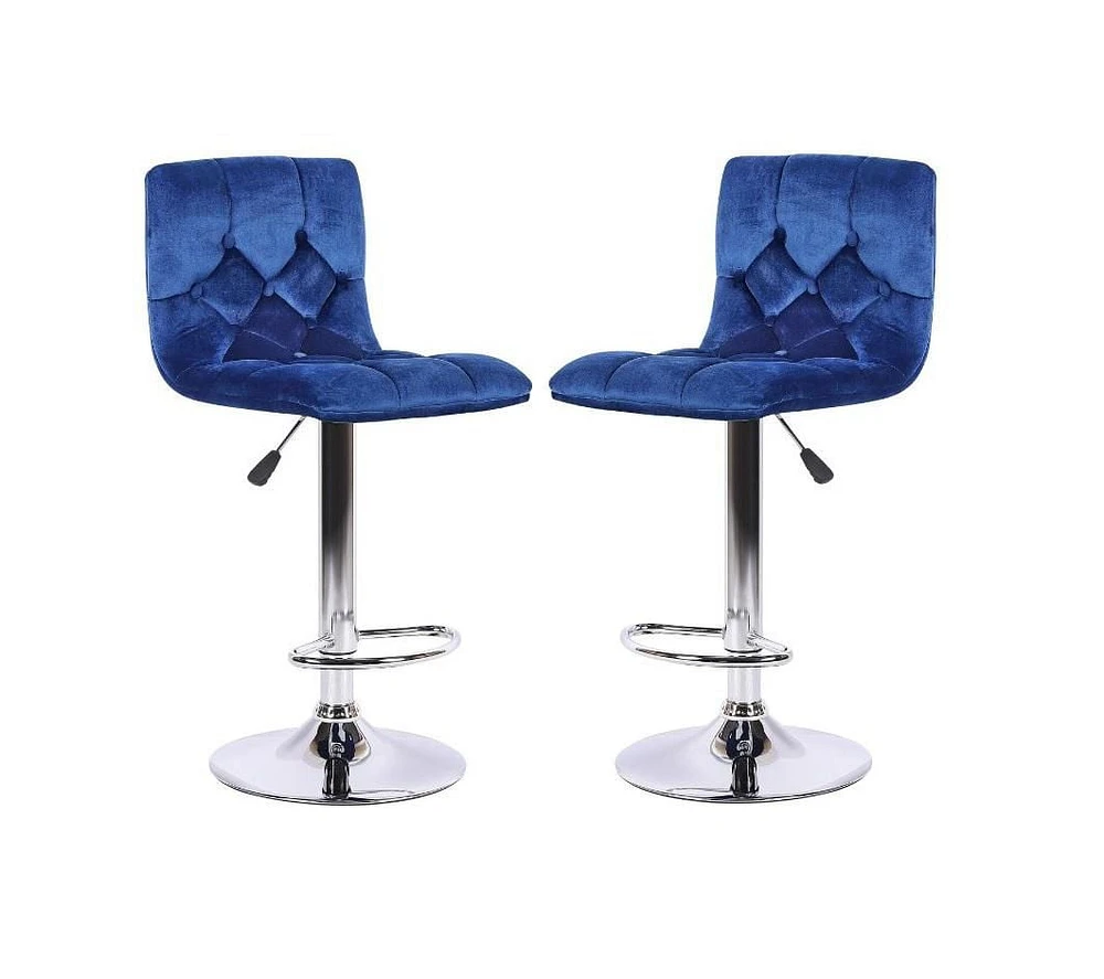 Plata Import Alan Adjustable Stool in Blue - Set 2