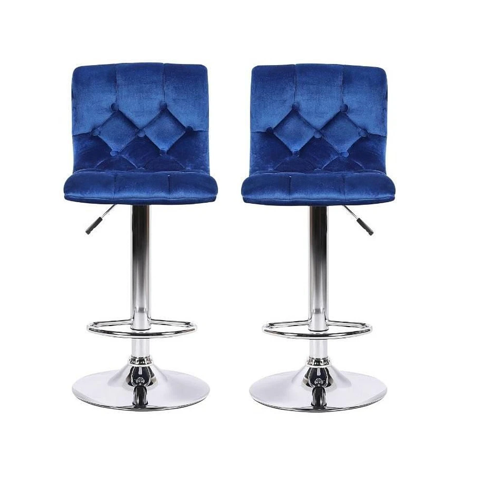 Plata Import Alan Adjustable Stool in Blue - Set 2