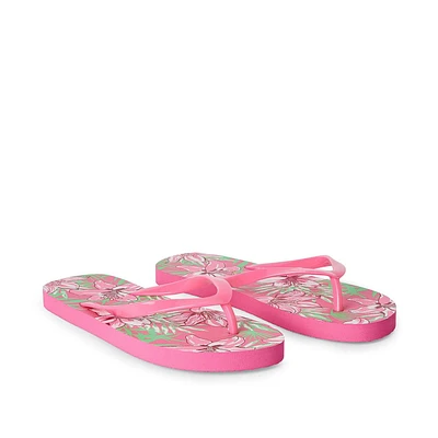 Time and Tru Women's Floral Flip Flops