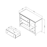 South Shore, Cotton Candy collection, 3-Drawer Dresser with Baskets