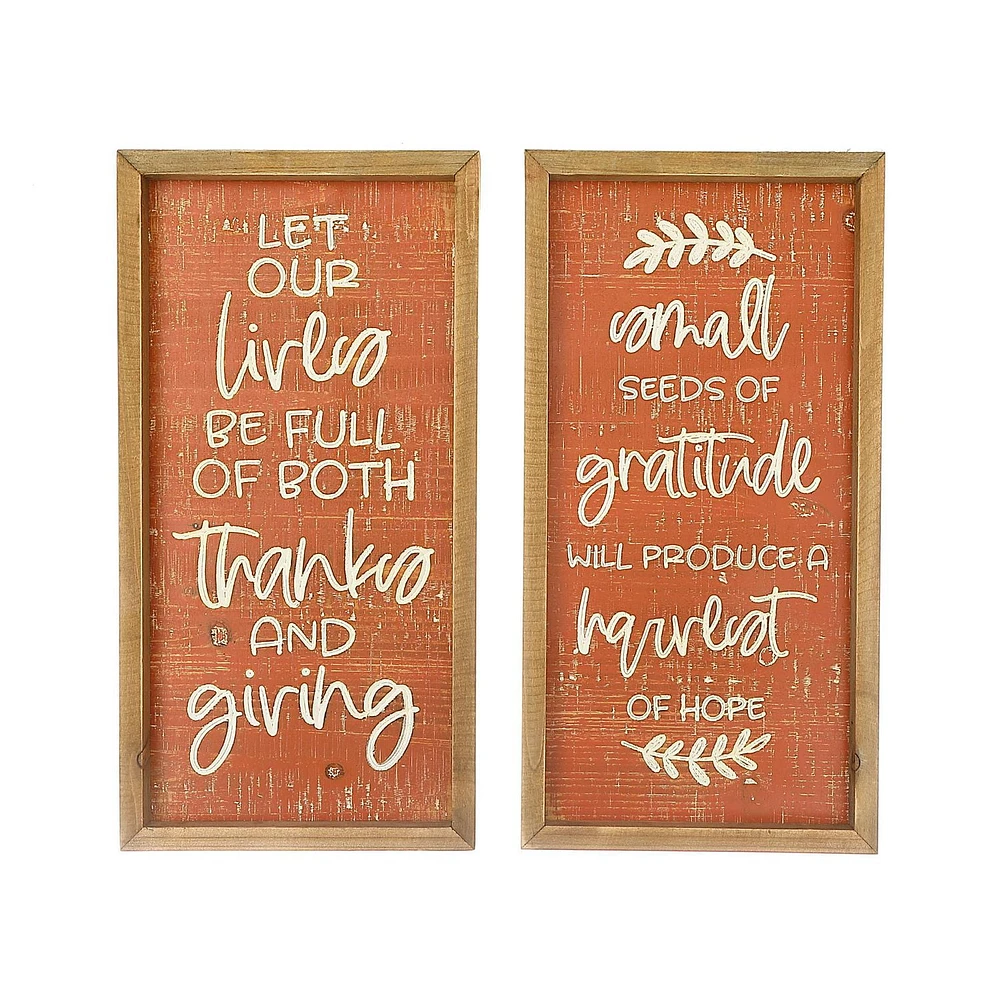 Framed Etched Wall Plaque (Harvest/Thanksgiving) (Asstd) - Set of 2