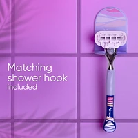 Gillette Venus Miami Midnight Extra Smooth Women's Razor Handle, 2 Blade Refills and Shower Hook, 1CT