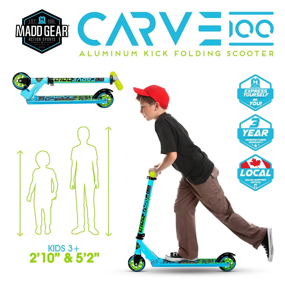 MADD GEAR Carve 100 Kids Kick Folding Scooter, 3 Years & Up Folding Scooter