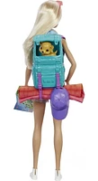 ​Barbie It Takes Two “Malibu” Camping Doll (11.5 in Blonde) with Pet Puppy, Backpack, Sleeping Bag & 10 Camping Accessories, Gift for 3 to 7 Year Olds, Ages 3+