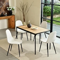 Homy Casa 5-Piece Dining Set, 1 Table with 4 Ergonomic Upholstered Chairs, PVC-Coated Table Top for Dining Room Kitchen Reception Area In, Natural/Espresso Table, Beige/Grey/Brown/Green Chairs