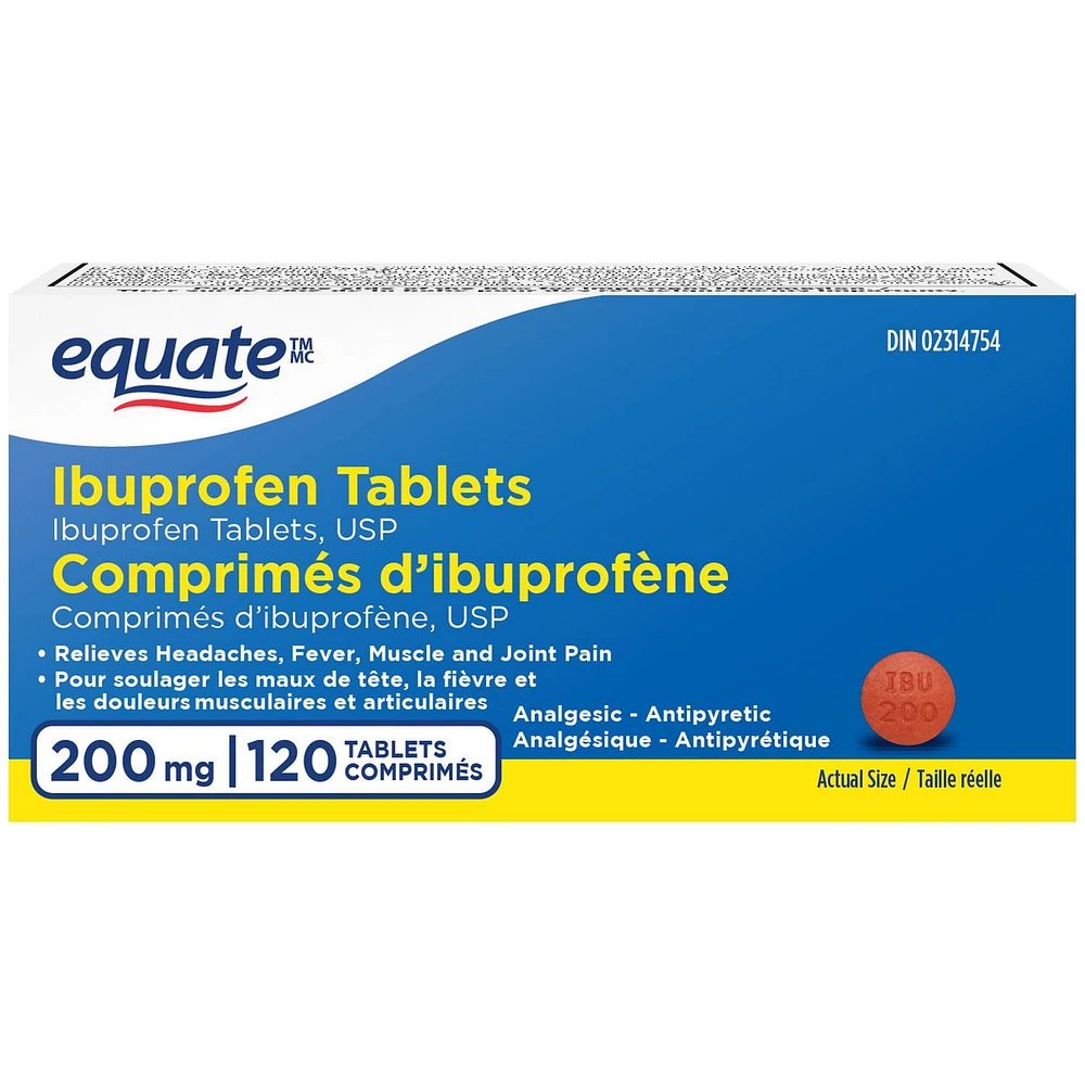 Equate Ibuprofen Tablet, 200mg, 120 Tablets