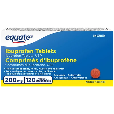 Equate Ibuprofen Tablet, 200mg, 120 Tablets