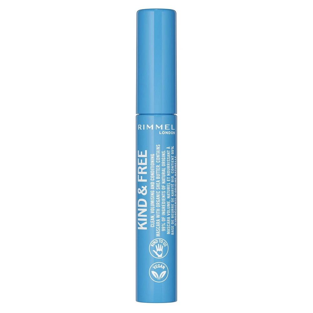 Rimmel KIND & FREE Mascara propre, revitalisant, volumateur et allongeant - Infusé de beurre de karité certifié biologique et de biotine - Sans cruauté envers les animaux et végétalien Mascara vegan 7mL