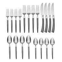 Adjacent Midnight 20 Piece Everyday Flatware Set, Service for 4