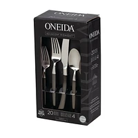 Adjacent Midnight 20 Piece Everyday Flatware Set, Service for 4