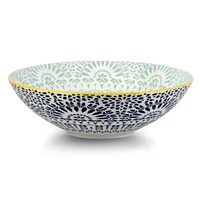 Paisley Bleu Porcelain Pasta Salad Poke Bowl, 21 cm- 25oz