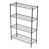 4 Tier Steel Wire Shelf Rack, Black