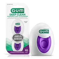 GUM® Deep Clean Expanding Waxed Dental String Floss, Expands for 3x better plaque removal, 2X40M