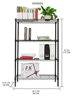 4 Tier Steel Wire Shelf Rack, Black