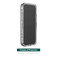 onn. Rugged Phone Case for iPhone 13 Pro – Silver Glitter/Clear, 15 ft. Drop Protection