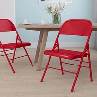 Flash Furniture Hercules Series Triple Braced & Double Hinged Red Metal Folding Chair