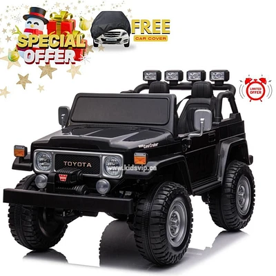 KidsVIP Licensed Toyota 2-Seater 24V Powered 4x4 Premium Ride-On Truck w/ Rubber Wheels, Music & Remote