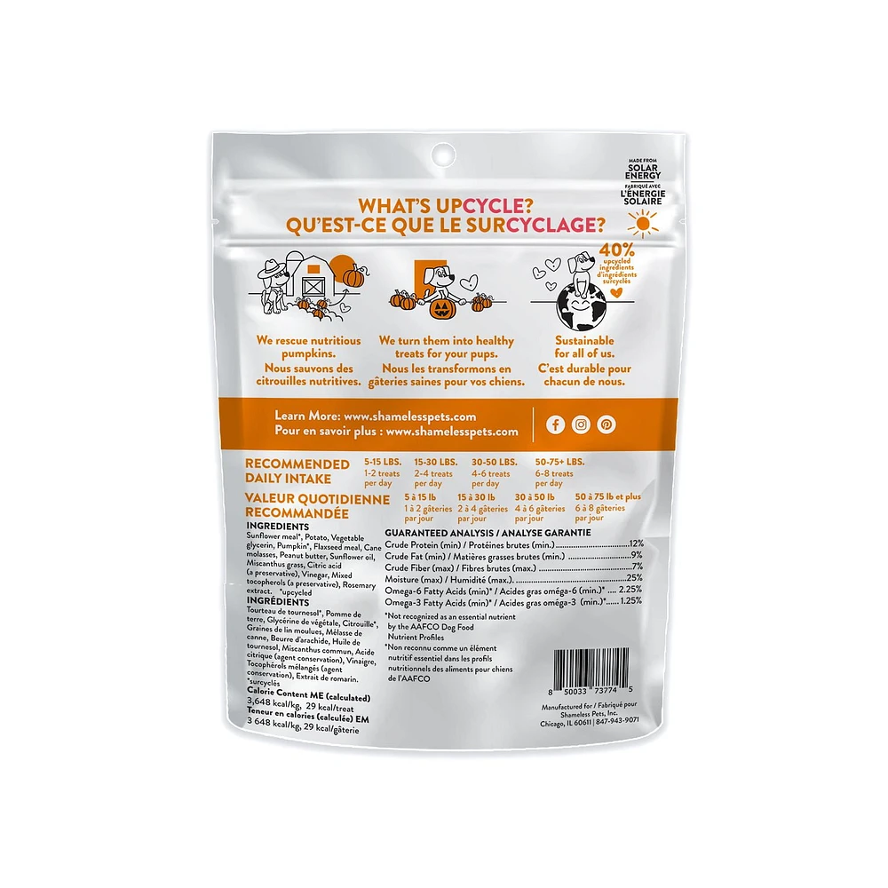 Shameless Pets Pumpkin Nut Partay Upcycled Pumpkin & Peanut Butter Flavoured Soft Baked Biscuit Dog Treats