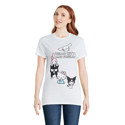 T-shirt coupe garçonne Hello Kitty et ses amis pour femmes