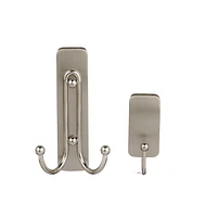 Command™ Double Hook 17036BN-VPEF, Brushed Nickel, 3 Hooks/3 Strips/Pack, Assorted Sizes