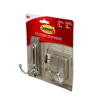 Command™ Double Hook 17036BN-VPEF, Brushed Nickel, 3 Hooks/3 Strips/Pack, Assorted Sizes