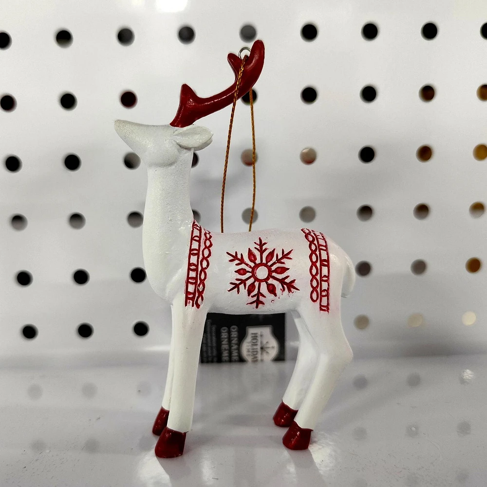 Holiday Time Winter Chalet 5 inch Red Polyresin Reindeer Ornament