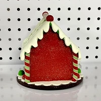 HOLIDAY TIME 5.3INCH LIGHTED GINGERBREAD HOUSE WITH SANTA, Size: 5.3* 5.3 inches