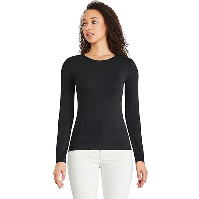 T-shirt ajusté en tricot côtelé avec manches longues George pour femmes