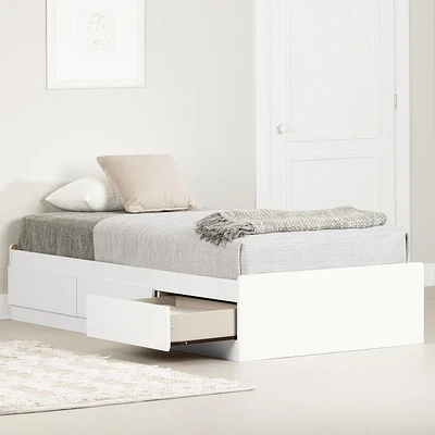 South Shore Munich Mates Bed with 3 Drawers-Twin-White